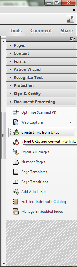 "Create Links from a URL" screenshot